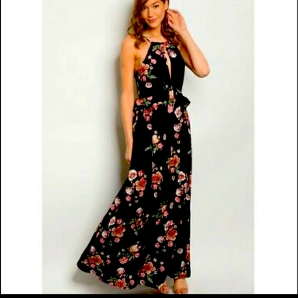 Very J Flowered Ruffled Peplum Maxi Dress - Picture 12 of 13